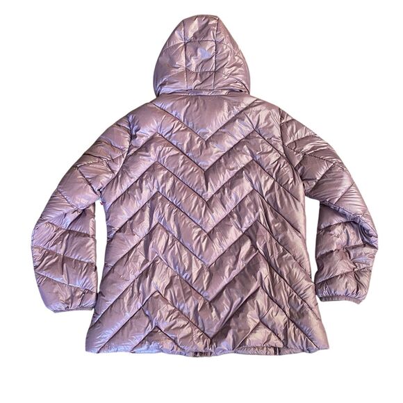London Fog Women’s XL Hooded Down Puffer Jacket Purple Packable Winter Coat - Picture 2 of 11